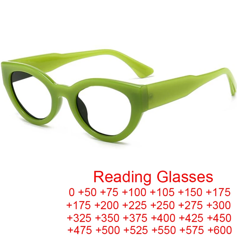 Реколта овален стил четене рецепта очила анти синя светлина женски очила прозрачна мода котка очила рамка +2