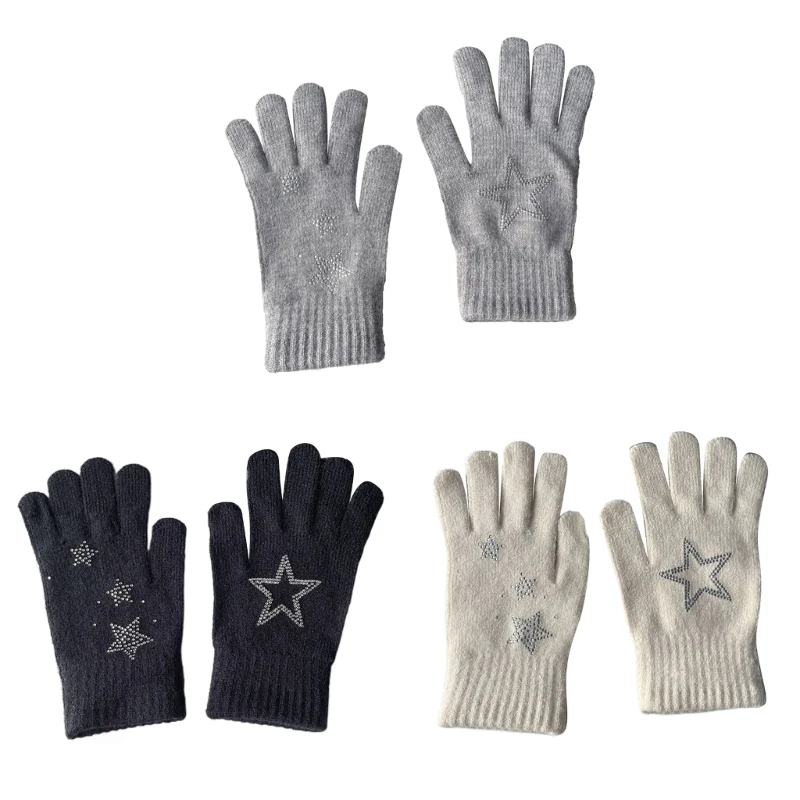Y2K пълен пръст ръкавици докосване екран термични ръкавици плетени ръкавици за възрастни