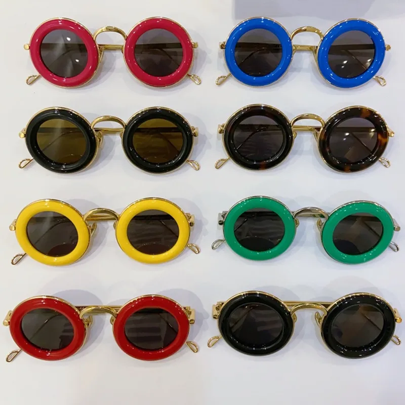 Нова обвивка около слънчеви очила жени мъже марка дизайн огледало спорт луксозни реколта слънчеви очила човек шофиране кръг LW40094U очила