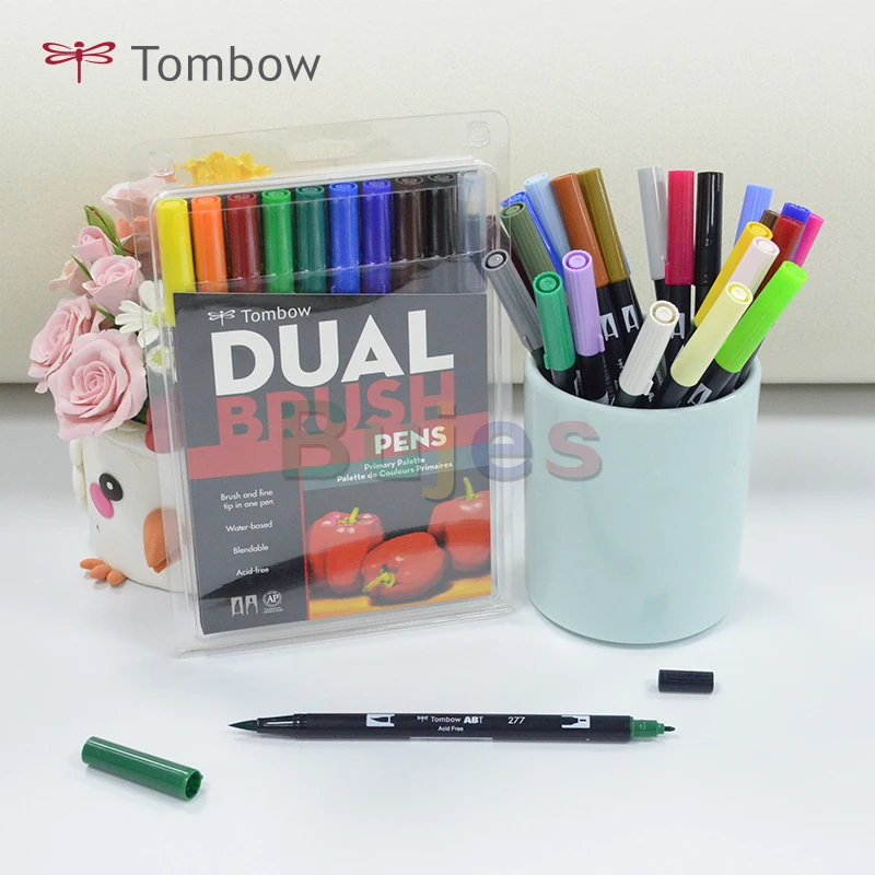 TOMBOW двойна глава дизайн акварел писалка, двойна четка, мека писалка за глава, 10 цвят ABT маркер набор, илюстрация, колоритен, художник